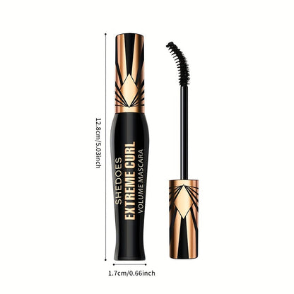 Black Mascara Two-Piece Set with Gold Crown-Style Caps and Curved Black Bristle Applicator Wands
