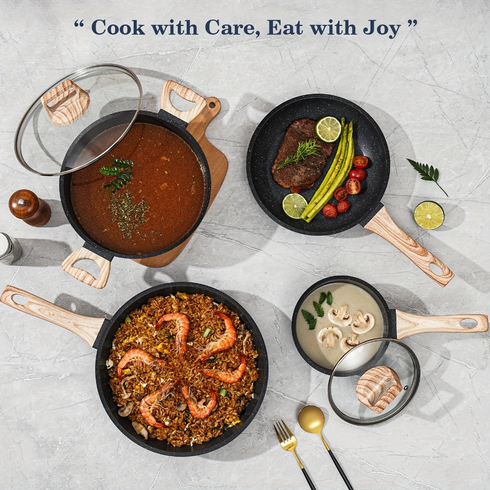 Pots and Pans Set 12-Piece Non-Stick Kitchen Cookware – Complete Cooking Set with Frying Pan | Durable Even-Heating Non-Stick Coating |