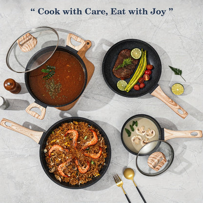 Pots and Pans Set 12-Piece Non-Stick Kitchen Cookware – Complete Cooking Set with Frying Pan | Durable Even-Heating Non-Stick Coating |