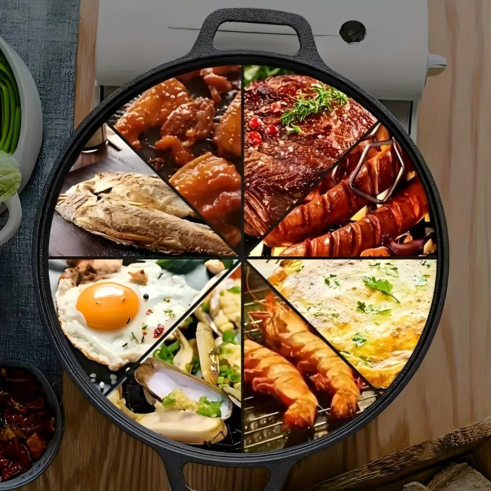 Cast Iron Frying Pan Non-Stick 11 Inch 28cm, Anti-Deformation Even Heating, Oven & Induction Safe Skillet for Pizza Barbecue & Camping