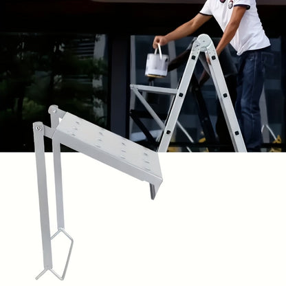 Ladder Platform Scaffold Board Work Tray Retractable Workstation Tool Tray Attachment for Extension Ladders Easy Install Silver