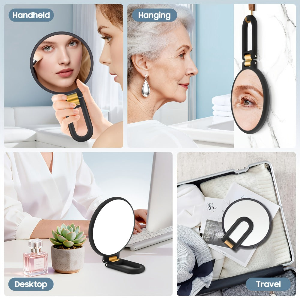 Magnifying Mirror 80X for Makeup & Skincare, Handheld 1X-80X Magnification Mirror with 360° Adjustable Handle