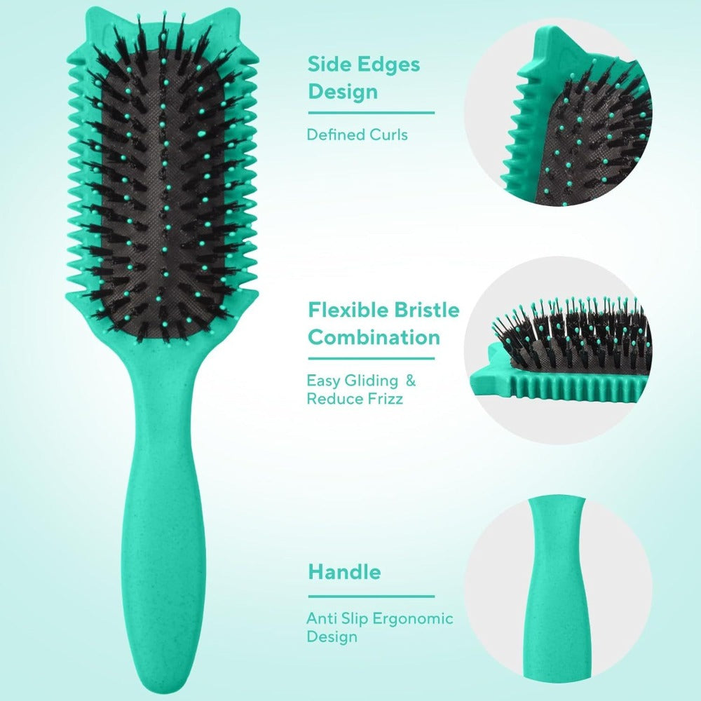 Detangling Brush for Curly Wavy Coily Hair 1 or 2 Pcs – Flexible Bristles Reduce Breakage & Frizz, Gentle Scalp Massage
