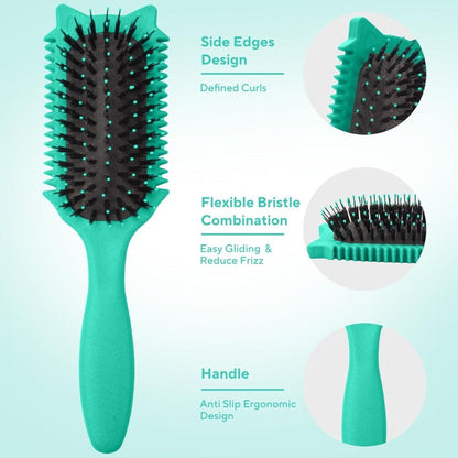 Detangling Brush for Curly Wavy Coily Hair 1 or 2 Pcs – Flexible Bristles Reduce Breakage & Frizz, Gentle Scalp Massage