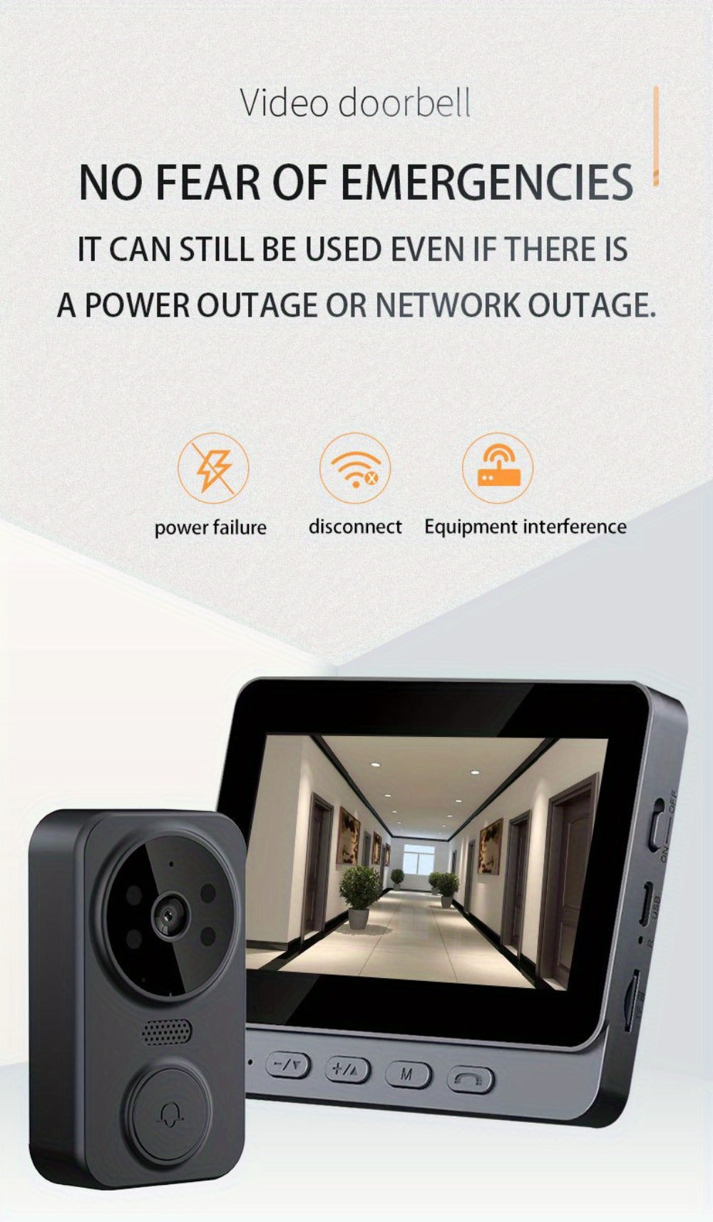 No WiFi Video Doorbell with 4.3" Indoor Monitor 1080P FHD, 120° Wide Angle, 850nm Night Vision, Two-Way Video Intercom