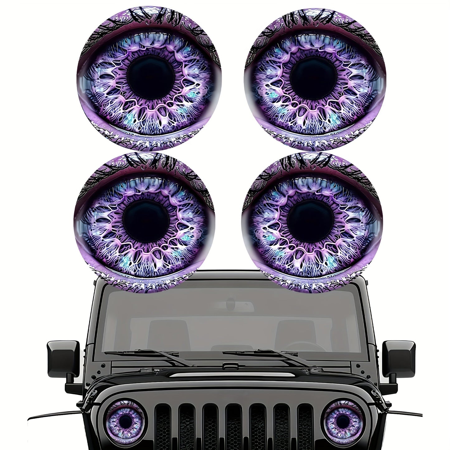 3D Beast Eye Headlight Stickers – Funny Car Headlight Decals for Jeep Round Headlights, Truck Body, Bumper & Window Decoration