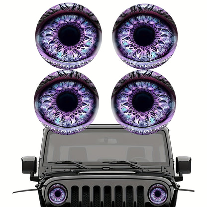 3D Beast Eye Headlight Stickers – Funny Car Headlight Decals for Jeep Round Headlights, Truck Body, Bumper & Window Decoration