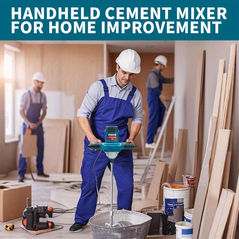 Electric Handheld Cement Mixer 2100W, 6-Speed Adjustable 800 RPM Mortar Mixer Drill for Mixing Paint
