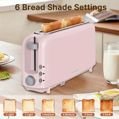 2 Slice Slim Toaster with 6 Shade Settings, Cancel Reheat Defrost Functions, Removable Crumb Tray – Compact 750W Bread Toaster for Kitchen
