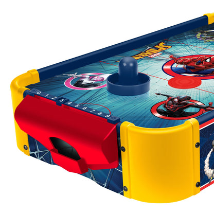 Spider-Man Tabletop Air Hockey Table Officially Licensed Marvel, Wood Electric Air Hockey Game for Kids Ages 5+
