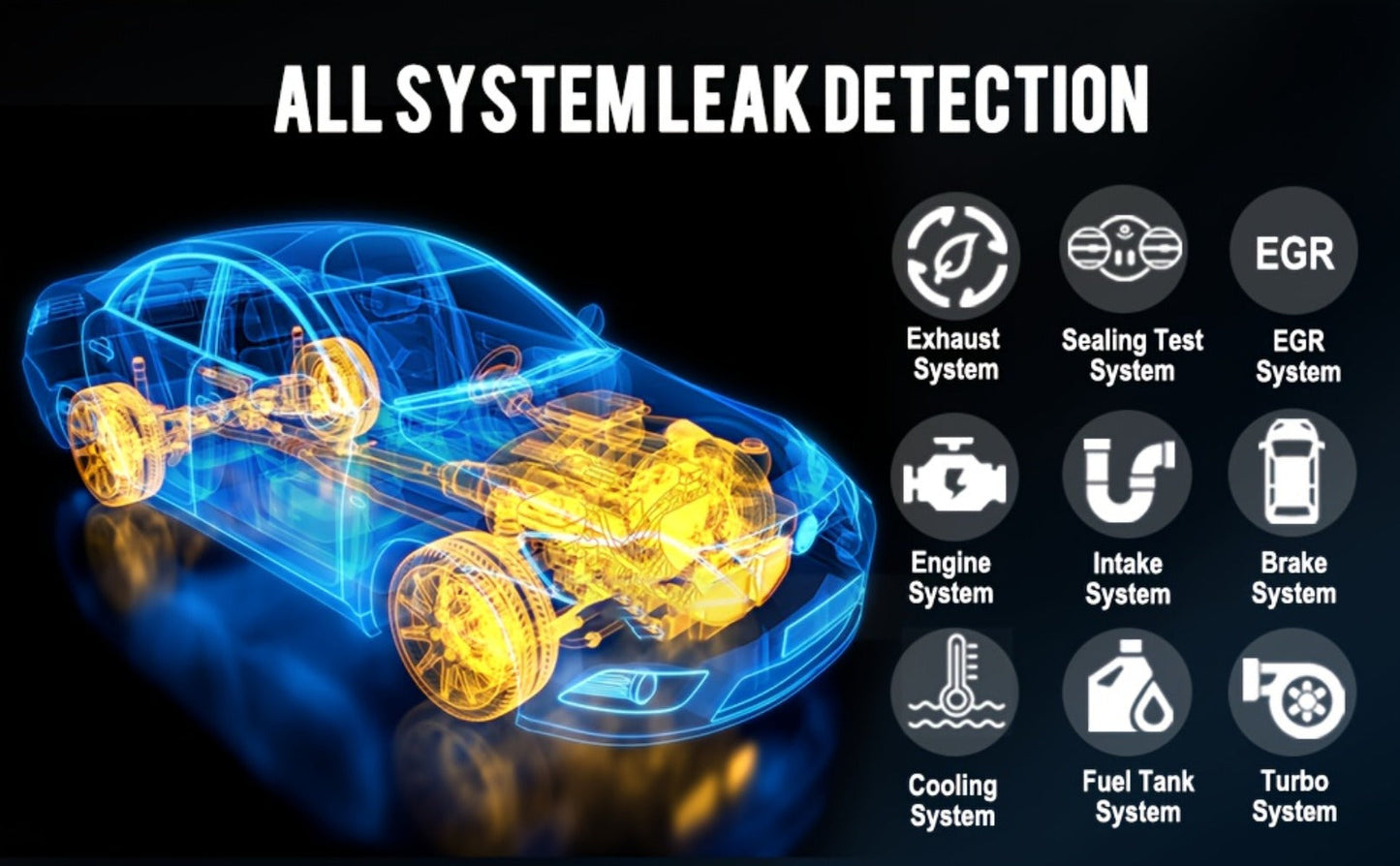 Automotive Smoke Machine Leak Tester with Built-in Air Pump, EVAP Vacuum Pipe & Fuel System Leak Detector