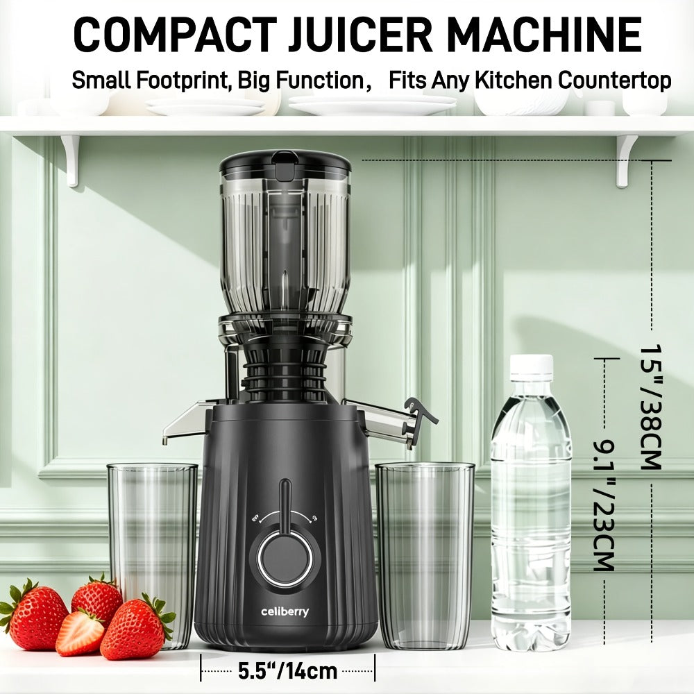 Masticating Juicer Cold Press - 4.25" Wide Feed Chute Auto-Feed Slow Juicer for Whole Fruits & Vegetables