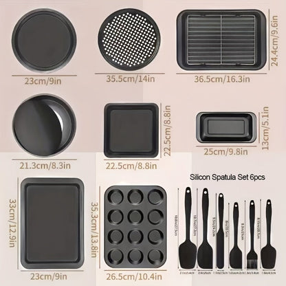 Nonstick Bakeware Set with Cooling Rack Cookie Sheet Cake Pans Loaf Muffin Pizza Pan Baking Pans Set for Kitchen 6 14 15 Piece