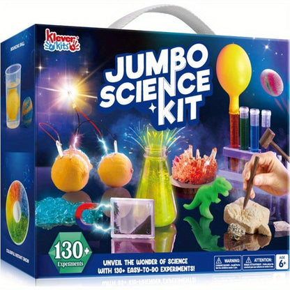 Jumbo Science Kit for Kids 130+ Experiments, STEM Chemistry Set with Crystal Growing Glowing Bulb Fossil Dig Soap Making