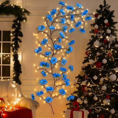 Cherry Blossom LED Fairy Lights USB Powered, 96-Light Faux Floral Garland, Dimmable & Cool White