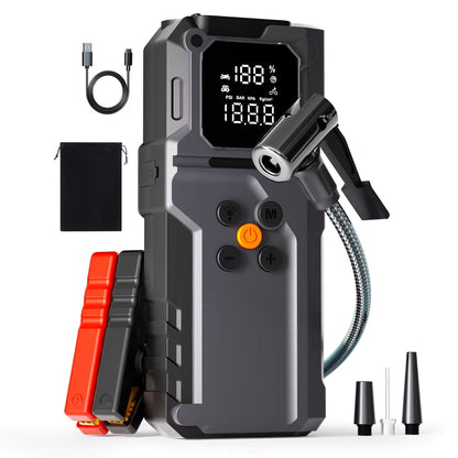 12V Jump Starter with Scatach-011 Base Model or Q27B Start-and-Inflation Package, Digital Display and Clamps