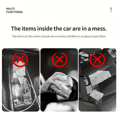 Car Trash Can Leather & ABS – Leak-Proof Auto Garbage Bin with Lid | Dry & Wet Waste | Universal Fit 99% Cars | Includes Garbage Bags |