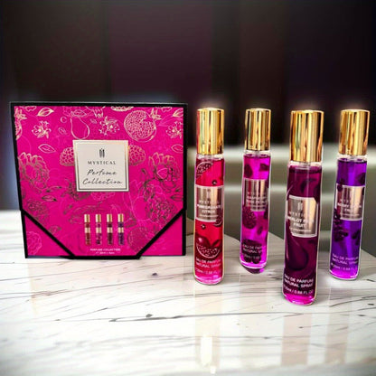 Travel Size Perfume Set for Women – Mystical 4-Piece Fresh Fruity Fragrance Kit 20ml Each, Layered Front Mid & Base Notes
