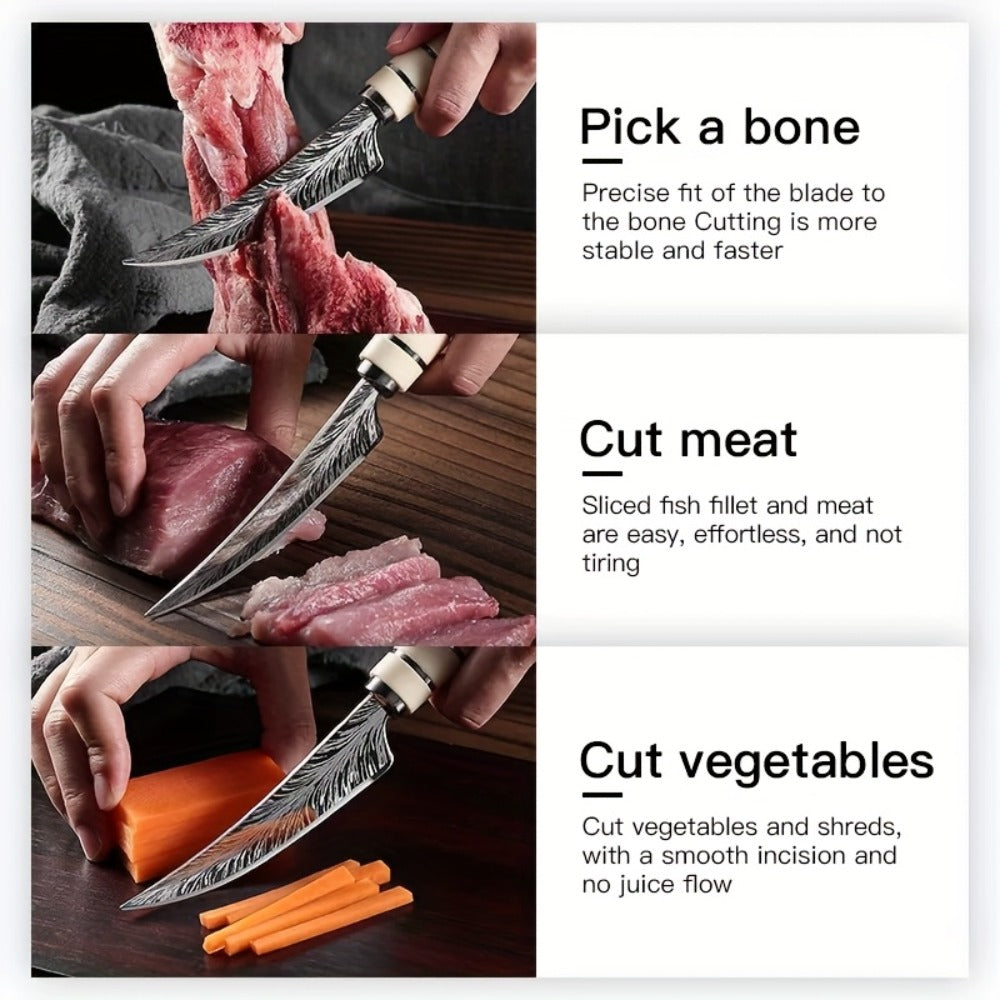 Butcher Knife Professional Bone-In Meat Cleaver Razor Sharp Blade with Patterned Design & Comfort Grip Handle