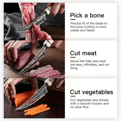 Butcher Knife Professional Bone-In Meat Cleaver Razor Sharp Blade with Patterned Design & Comfort Grip Handle