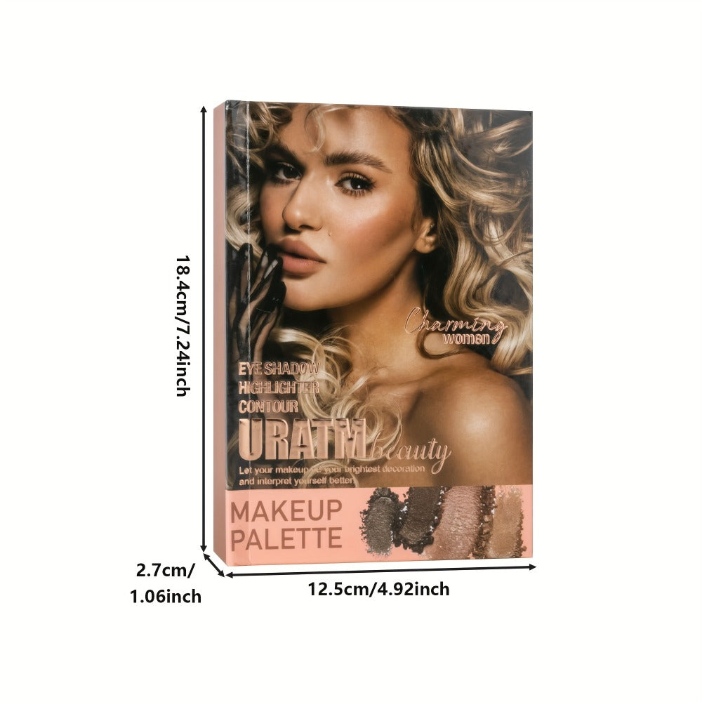 Eyeshadow Palette Book Style SHCOETY 4-in-11 Makeup Kit, 24-Color Eyeshadow + 6-Color Highlighter + 6-Color Blush + 7-Color Contour