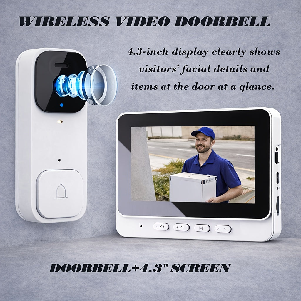 Smart Video Doorbell Wireless Touchscreen Display, Motion Detection 2-Way Audio Local Storage No Subscription