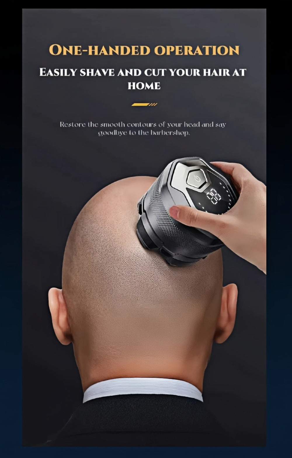 Head Shaver for Bald Men 6-Blade Electric Head Razor Magnetic Floating Blades USB-C for Everyday Face, Beard and Body Grooming
