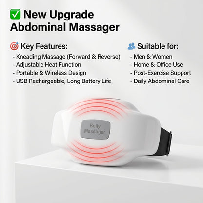 Electric Abdominal Massager with Heat - Rechargeable Portable Stomach Massager with 3 Massage Modes & Heating for Home or Salon Spa Use