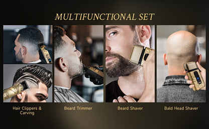 Foil Shaver for Men 2-in-1 Hair Clipper & Beard Trimmer Grooming Kit - Cordless Rechargeable Electric Razor for Face Mustache Bald Head