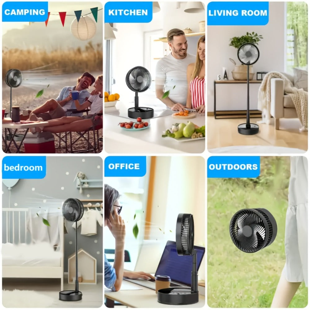 Portable Fan 3600mAh Foldable Four-Speed Tower Model with Remote Control and Seven-Color LED Light
