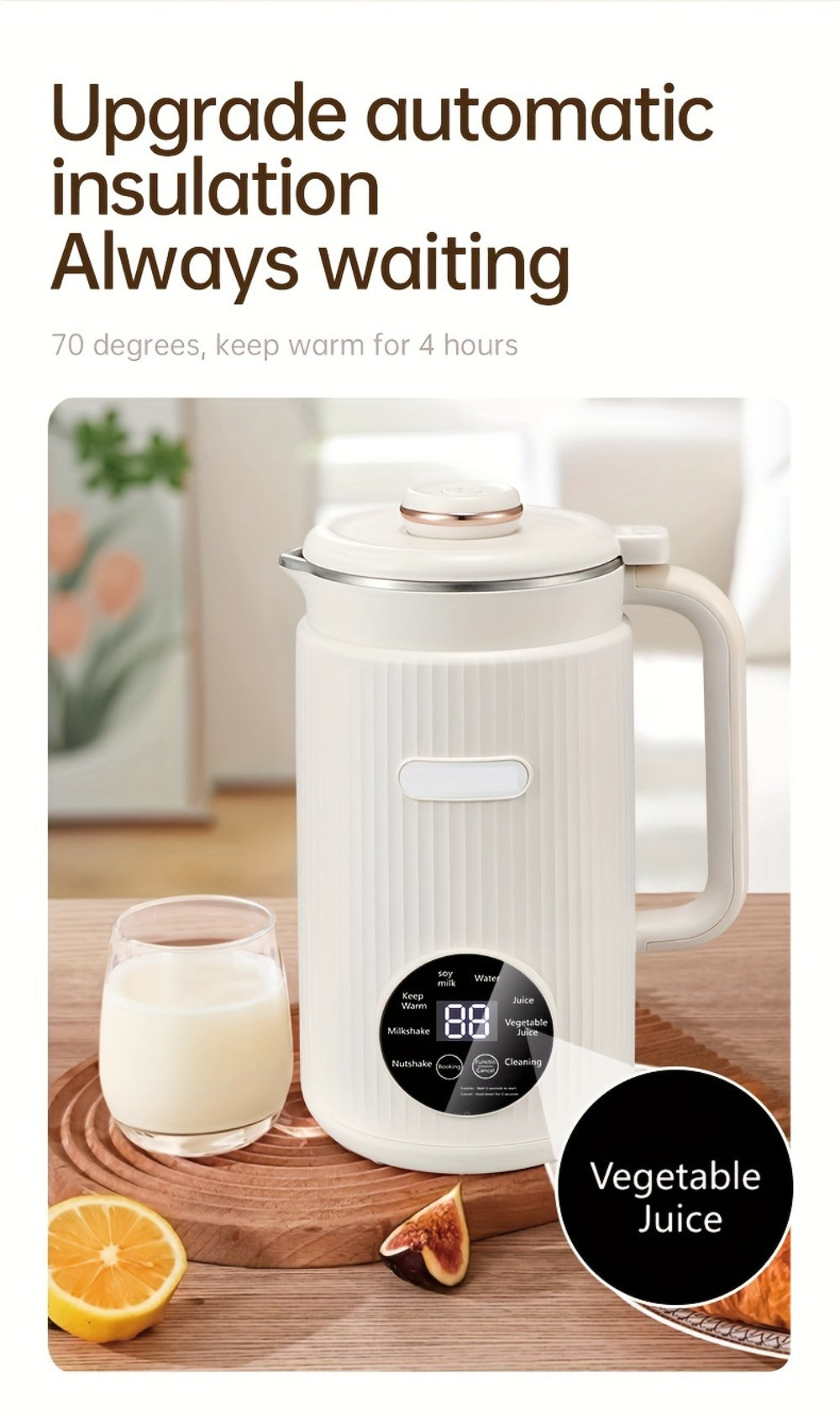 8-in-1 Nut Milk Maker 35oz 8-Blade - Almond Oat Soy Coconut Plant-Based Milk Machine for Entryways, Bedrooms and Living Spaces