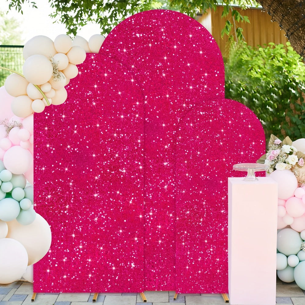 Sequins Wedding Arch Cover Set of 3 Sizes 4ft 5ft 6ft Metallic Spandex Arch Backdrop Cover Payette Glitter Arch Stand Cover for Wedding
