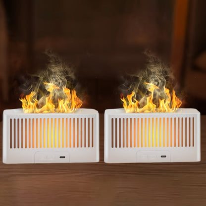 Humidifier Flame-Effect USB Diffuser with Seven LED Colors, Black or White, Single and Two-Pack Options