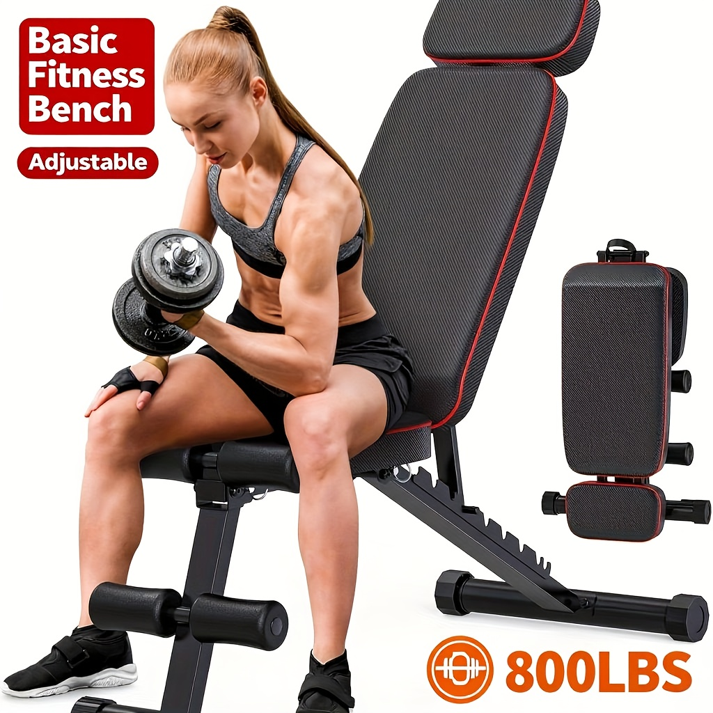 Adjustable Weight Bench 6-in-1 Foldable – Flat Incline Decline, Resistance Bands, Preacher Curl & Leg Developer, 770lb Capacity