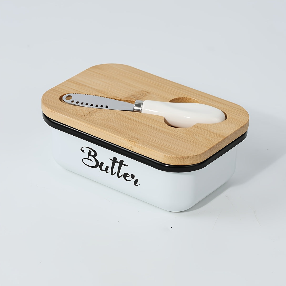 Ceramic Butter Dish with Lid and Knife, Large Countertop Butter Keeper, Airtight Seal, Easy-Clean Design