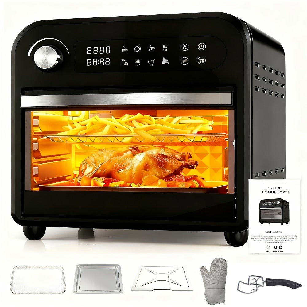Air Fryer Toaster Oven Combo 15QT Extra Large, 360° Convection, LED Digital Display, Precise Temperature Control
