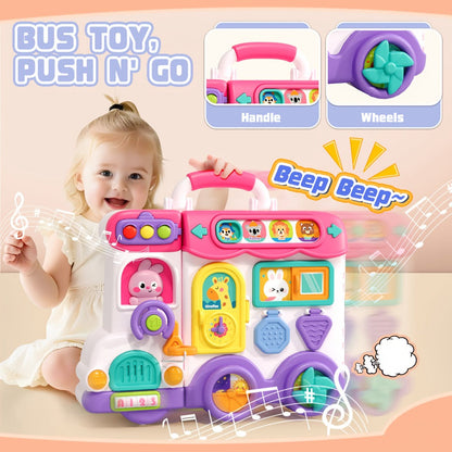 Musical Busy Board Bus Toy for Toddlers 18 Months, Pink Baby Activity Board with the Listed Color, Size or Set Options for Everyday Use