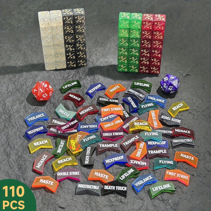 MTG Counter Dice Set 110pcs with the Listed Color, Size or Set Options for Everyday Use, with the Listed Configuration