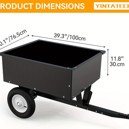 Dump Cart Steel Tow Behind for Lawn Mower ATV UTV, Garden Utility Trailer with Quick Release Pedal & Detachable Tailgate