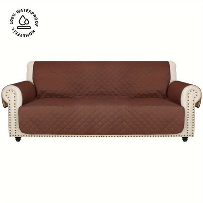 Sofa Cover Quilted Microfiber Three-Seat Panel Set with Two Foam Tubes, Straps and Side Pocket