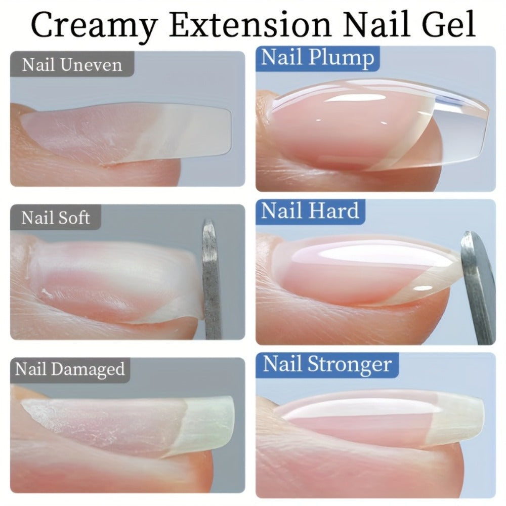 Clear Nail Extension Builder Gel Kit, Three 100g Containers for UV LED Manicure Length and Structure