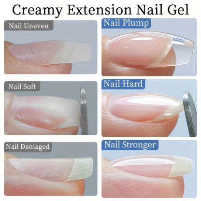 Clear Nail Extension Builder Gel Kit, Three 100g Containers for UV LED Manicure Length and Structure