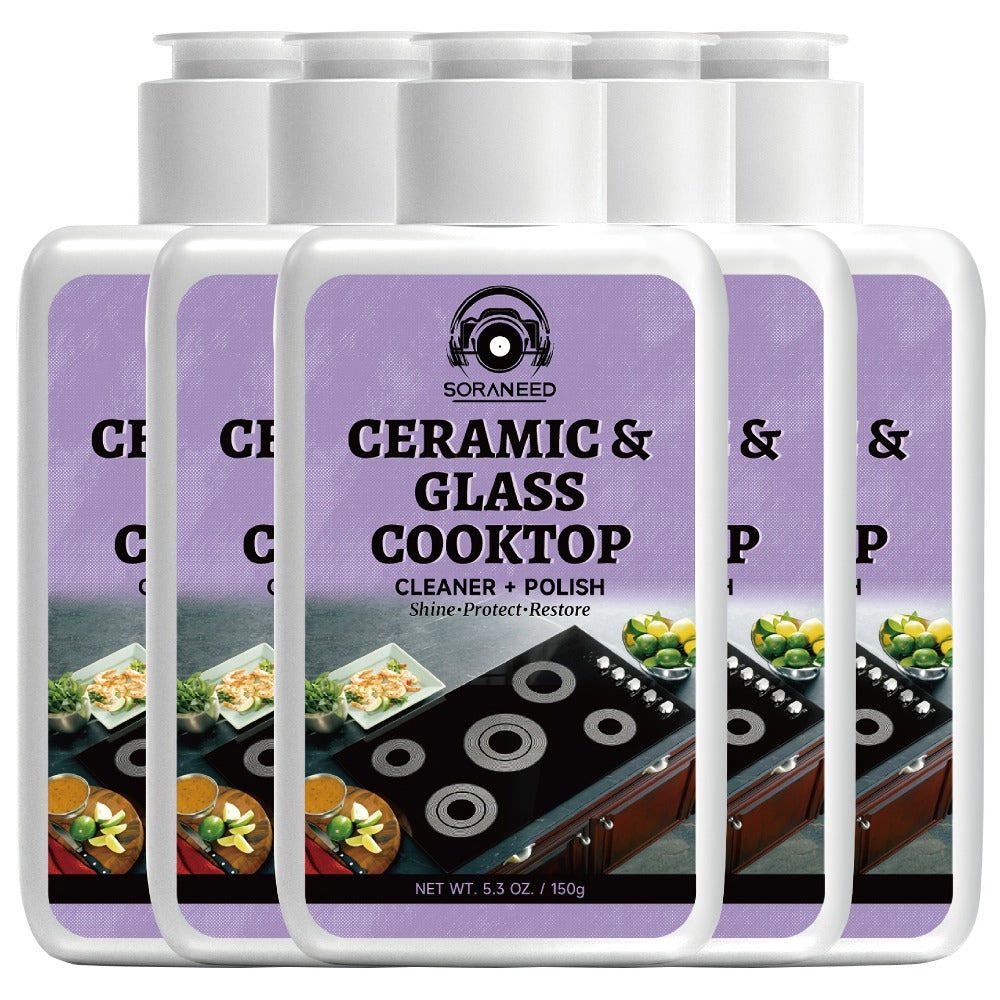Ceramic Stovetop Cleaner Cream, Glass Stove Top Cleaning Paste, Removes Burnt-On Grease & Stains