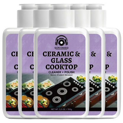 Ceramic Stovetop Cleaner Cream, Glass Stove Top Cleaning Paste, Removes Burnt-On Grease & Stains