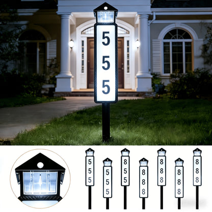 Solar House Number Light Outdoor, LED Address Sign Wall Lamp with Light Sensor, 3 Lighting Modes