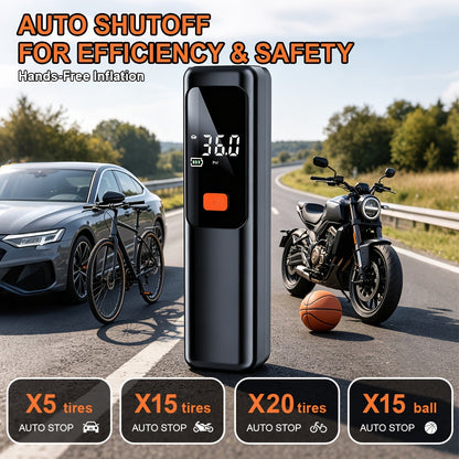 150 PSI Cordless Tire Inflator with Digital Pressure Display, Preset Controls, LED Light and Nozzle Set