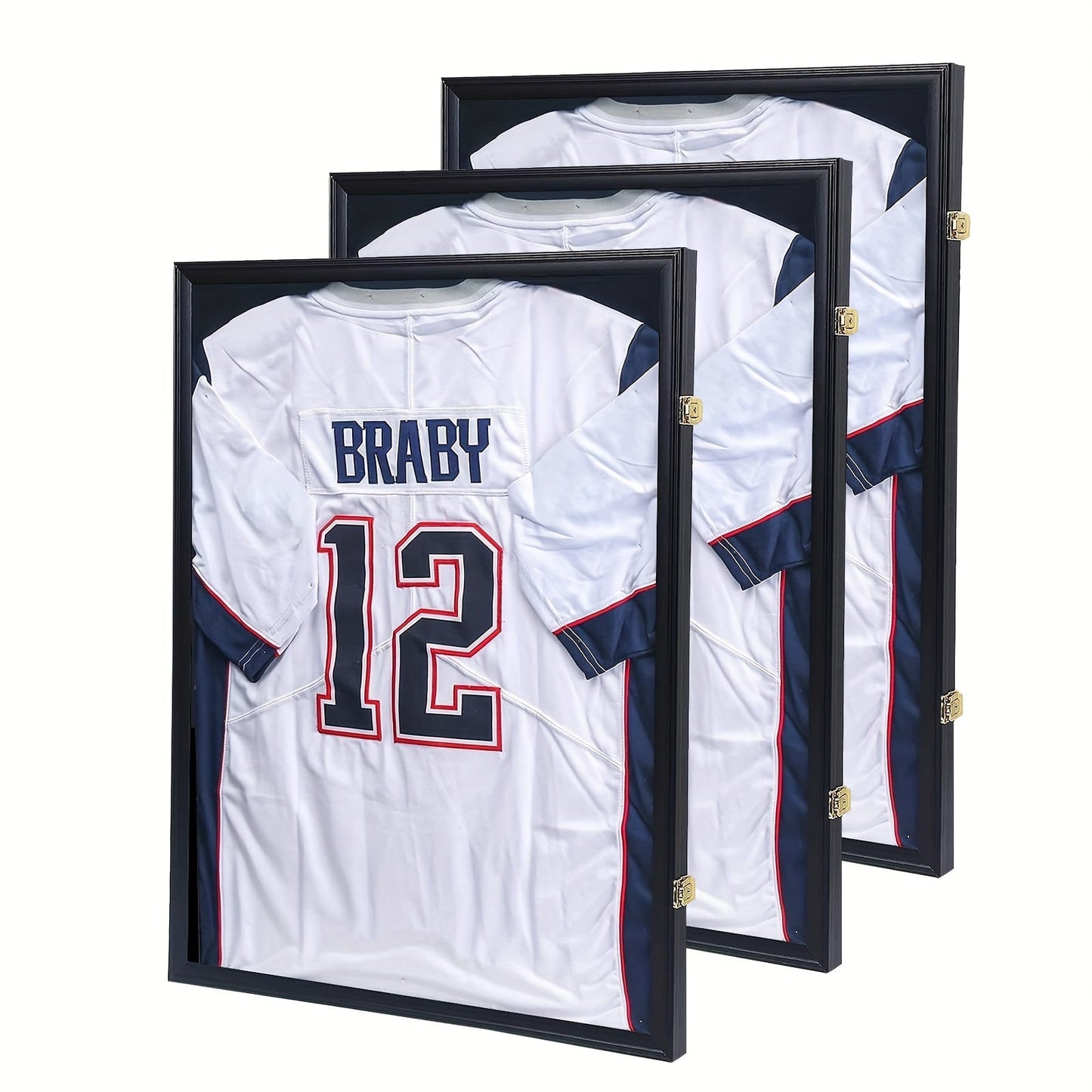 Jersey Display Case Shadow Box – Lockable UV Protection Frame for Baseball Basketball Football Soccer Hockey Sport Shirt, Matte Black