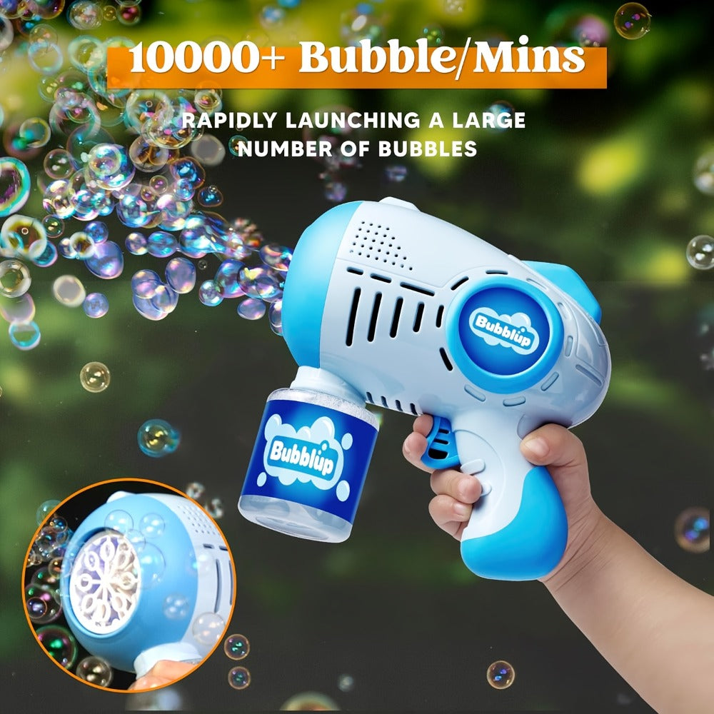 LED Light Up Bubble Gun 2 Pack with 4 Bottles Solution, 10-Hole Bubble Shooter 10000+ Bubbles Per Minute for Kids Adults