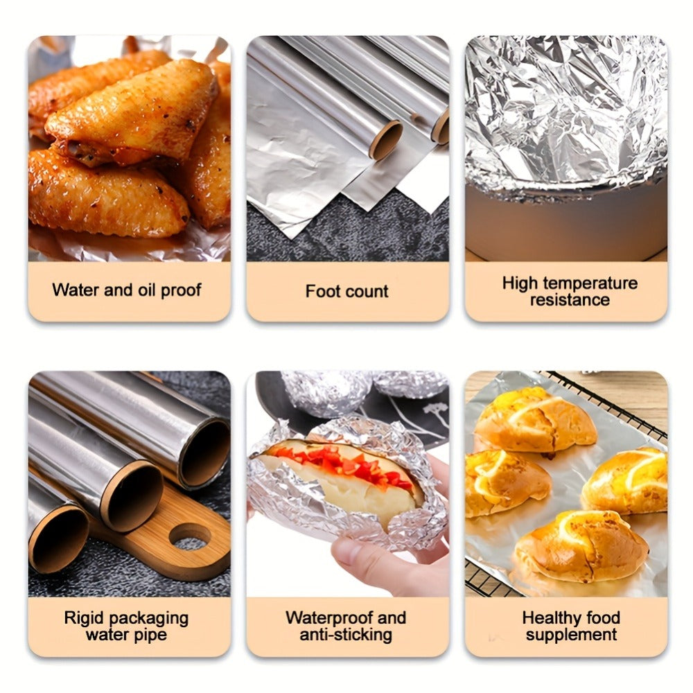 Aluminum Foil Rolls Heavy Duty – Thick Tin Foil for Baking, Grilling, BBQ & Food Wrapping, Disposable Kitchen Foil for Restaurants & Home