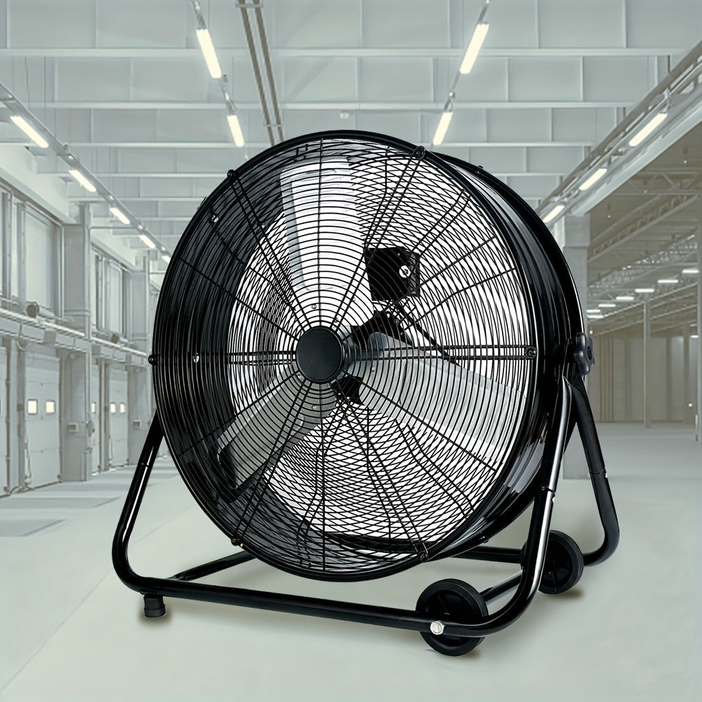 Industrial Floor Fan 24 Inch 9000 CFM Drum Fan 3-Speed 360 Degree Tilt with Casters for Entryways, Bedrooms and Living Spaces